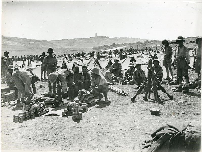 Jewish soldiers in the British Army during World War I in their camp near Jerusalem, Eretz Israel, 1917-1918 The Oster Visual Documentation Center, Beit Hatfutsot, Rolf Kneller Collection