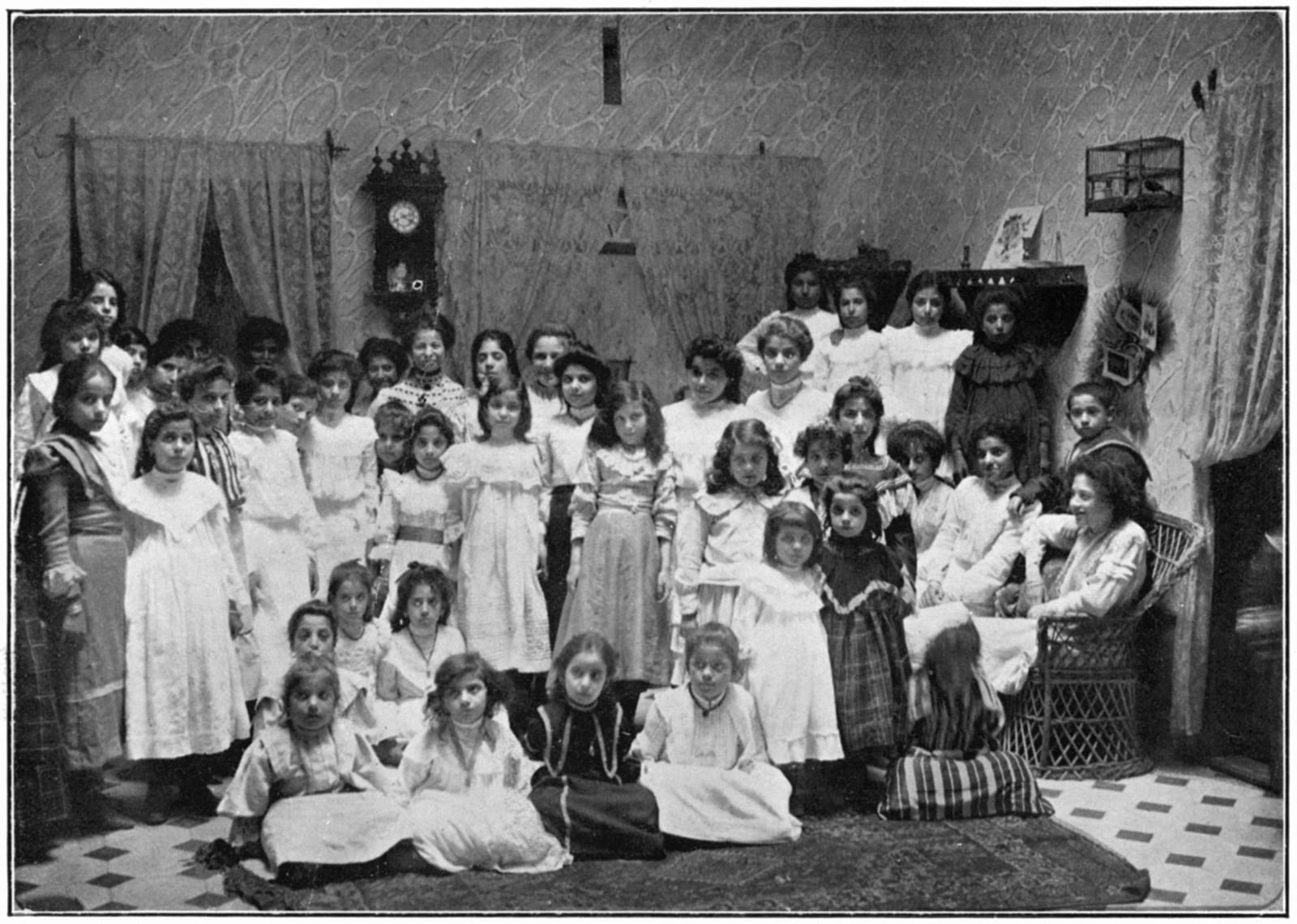 Stella Corcos’ girls’ school in Mogador, Morocco, 1885-1900c., The Corcos Family Archive, Jerusalem. Courtesy of Sidney Corcos.