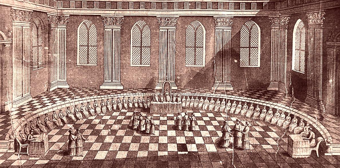 לשכת הגזית מתוך מודל בית המקדש הראשון של גרהרד שות, סוף המאה ה-17