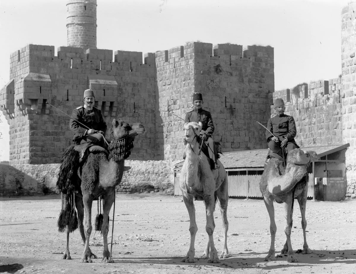 Turkish officers outside Jaffa gate, Jerusale, late 19th century