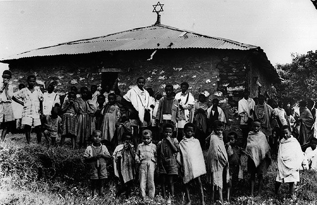 Star of David on the roof of the synagogue in Ambober, Gondar District, Ethiopia, 1971 Photo: Yona Bogale, Israel (Beth Hatefutsoth, the Oster Visual Documentation Center, courtesy of Yona Bogale, Israel)