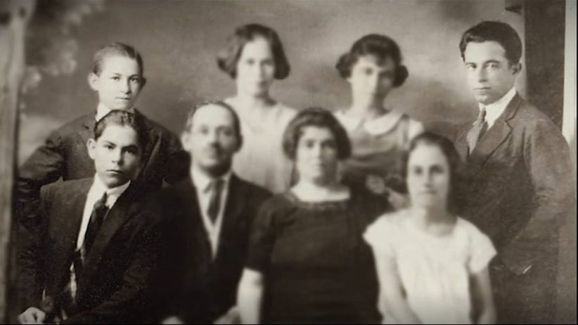 The Frenkel family. Right top: Hershl, left top: David, left bottom: Shlomo. From the film Bukrah fill Mish Mish