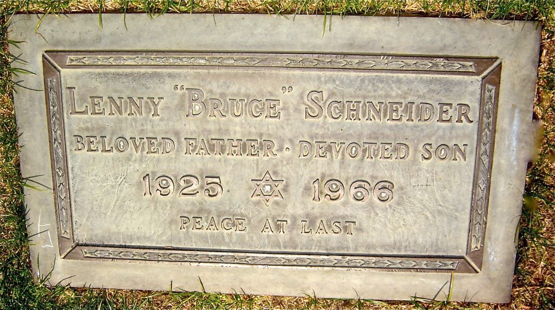 The tombstone of Lenny Bruce in Mission Hills, California: “Peace at Last”