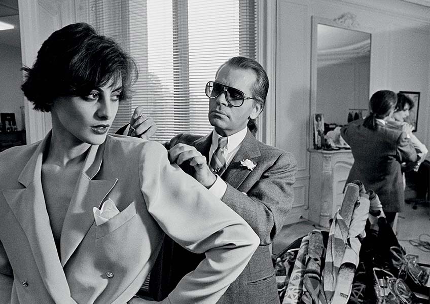 Karl Lagerfeld with the model Ines de la Fressange at Chloé. Photo: Chloe Archive