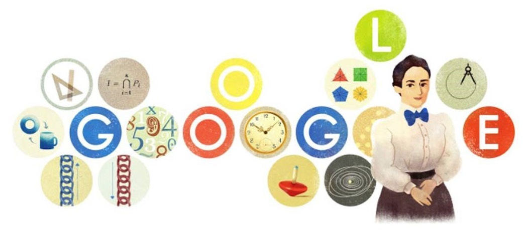 Google's Doodle celebrating Noether‏'s 133 birthday, March 23, 2015