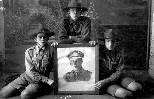 Jewish Scouts with Trumpeldor's picture, Kovno, Lithaunia,1925. Beit Hatfutsot, the Oster Visual Documentation Center, Courtesy of Miriam Porat