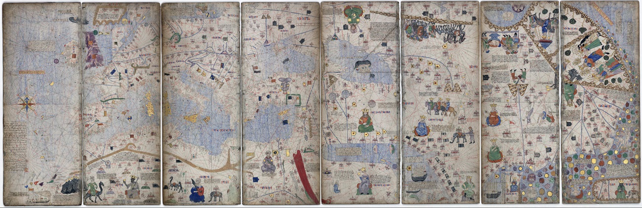 Montage of 8 pages (4 leaves) of the Catalan Atlas