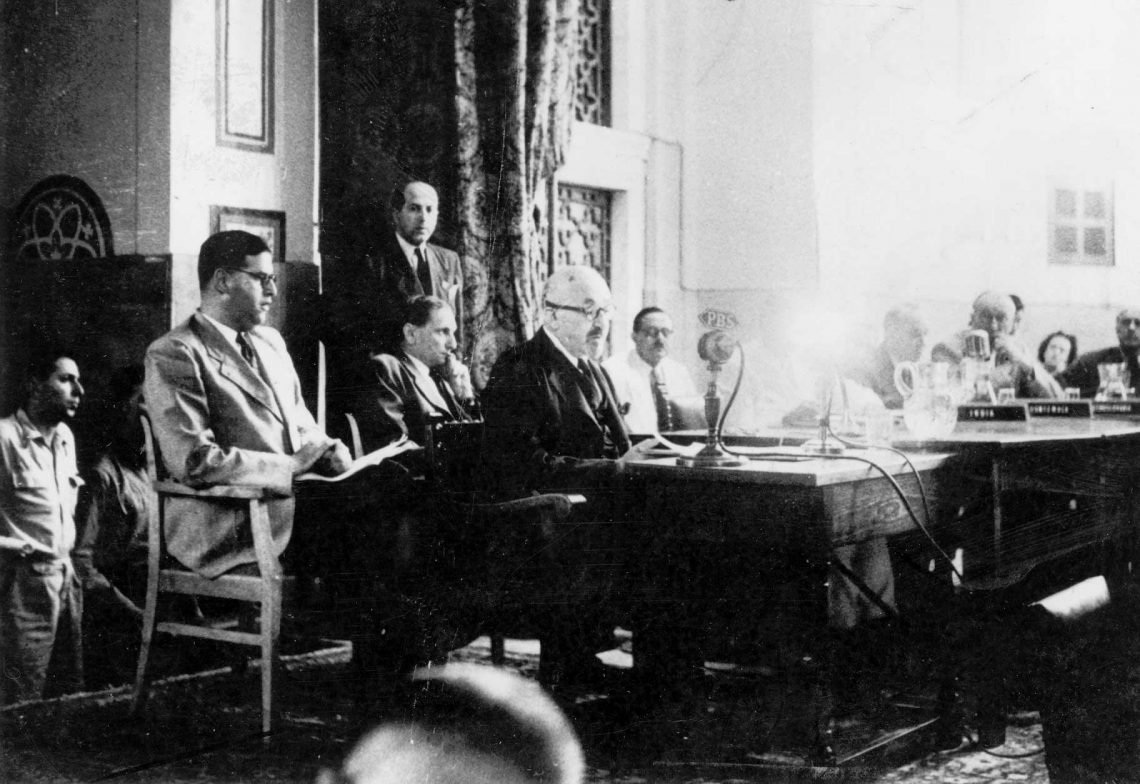 Chaim Weizmann at the UNSCOP committee, 1947 (photo: WIKIMEDIA)