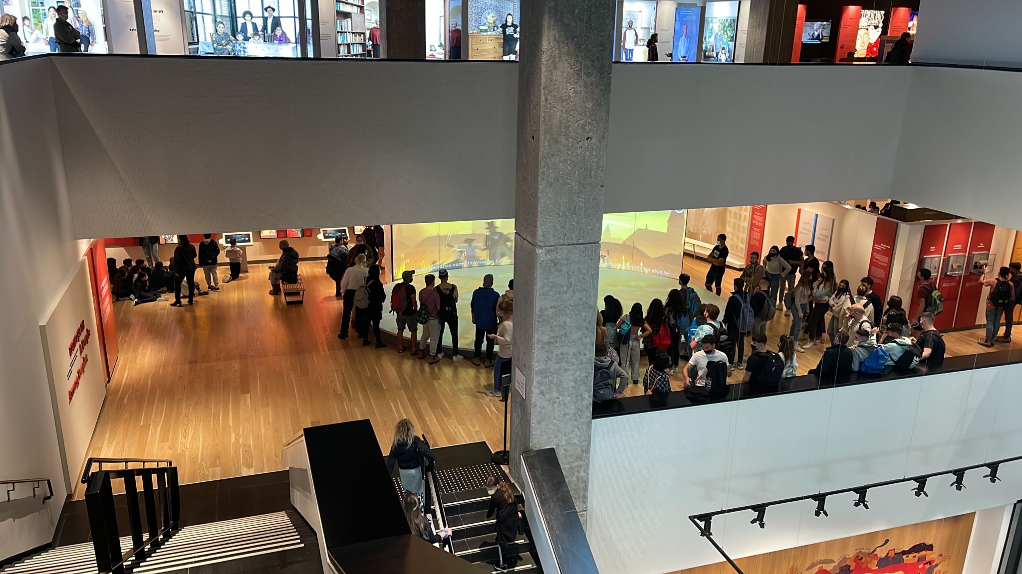 Visitors enjoy multimedia display on the museum's Second floor