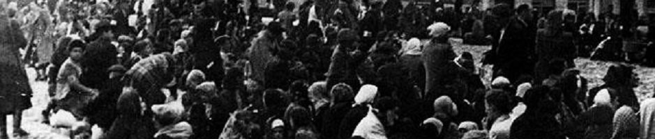 Jews from Rynamow and the surrounding area in the town square before deportation, August 1942. Dr. Lazowski’s brave efforts ensured that the Jews of Rozwadów did not meet a similar fate (Courtesy of Dr. Zvi Rozen, Israel, Bernard H. and Miriam Oster Visual Documentation Center, Beit Hatfutsot—The Museum of the Jewish People)