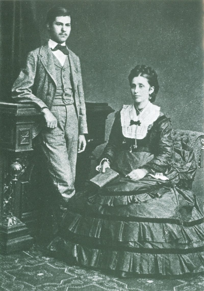16 years old Sigmund Freund and his mother Amalia. 1872 (Wikipedia)