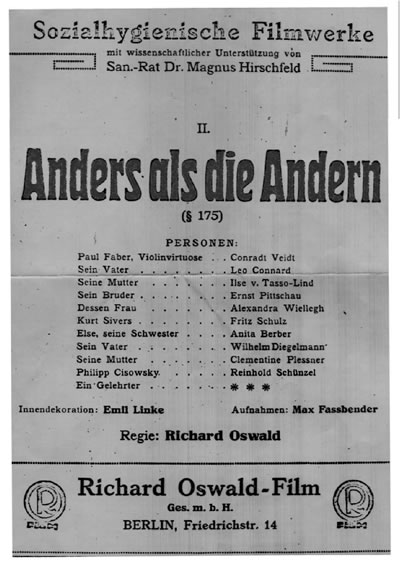 "Anders als die andern" 1919 poster