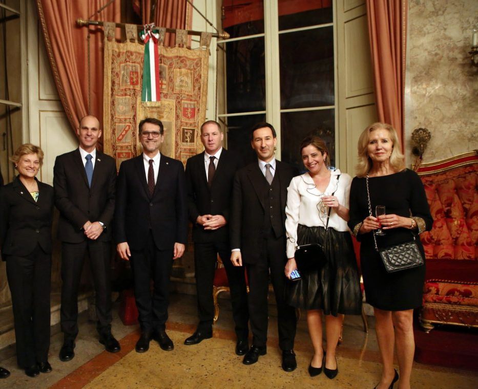 L-R: Ms. Claudia De Benedetti; Ofer Sachs, Ambassador of Israel to Italy; Mayor of Bologna, Mr. Virginio Merola; Dan Tadmor, CEO of Beit Hatfutsot; Dr. Guido Ottolenghi, president of the Jewish Museum of Bologna, Ms. Adi Akunis, Director of External Relations, Beit Hatfutsot; and Ms. Enia Kupfer, Director, Israel and Europe Desks, Beit Hatfutsot Ph. © Michele Nucci