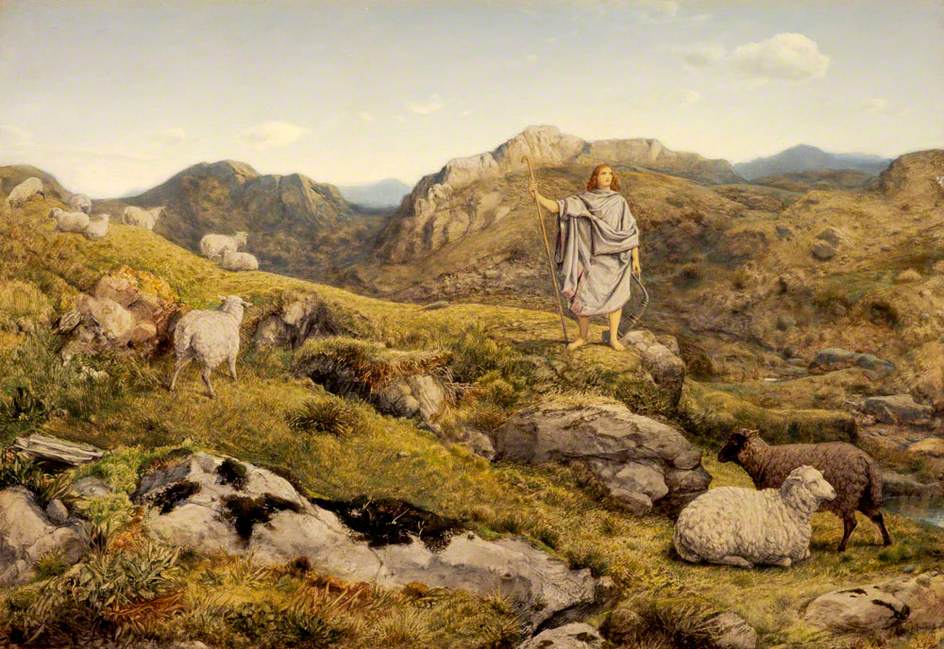 Young David herding the sheep. Painting by William Dyce, 1860 (the national gallery Edinburgh, Scotland 