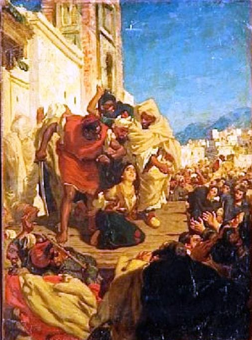 "Execution of a Moroccan Jewess (Sol Hachuel)" a painting by Alfred Dehodencq