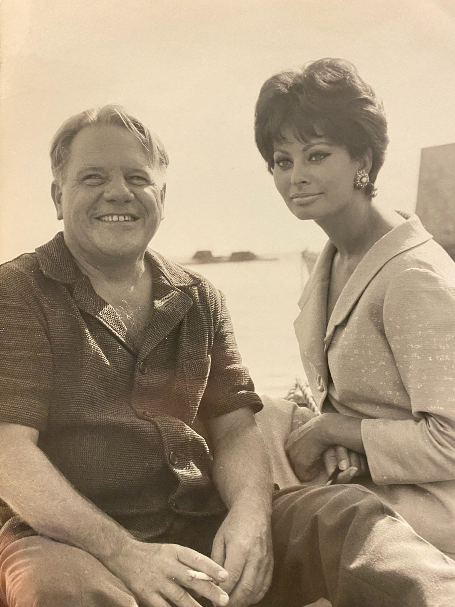 Lawrence Durrell with Sophia Loren (Photographed by BOB PENN @ Paramount Pictures & Screenlife Est thanks to Daniel Unger)