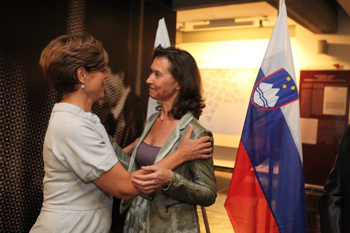 Ambassador of Denmark, HE Ms. Charlotte Slente and Ambassador of Slovenia, HE Ms. Barbara Sušnik. The Museum of the Jewish People at Beit Hatfutsot, June 2018