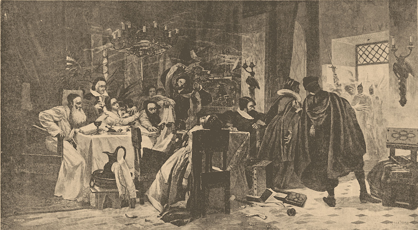 Illustration from Brockhaus and Efron Jewish Encyclopedia, painting by Moshe Maimon' 1898
