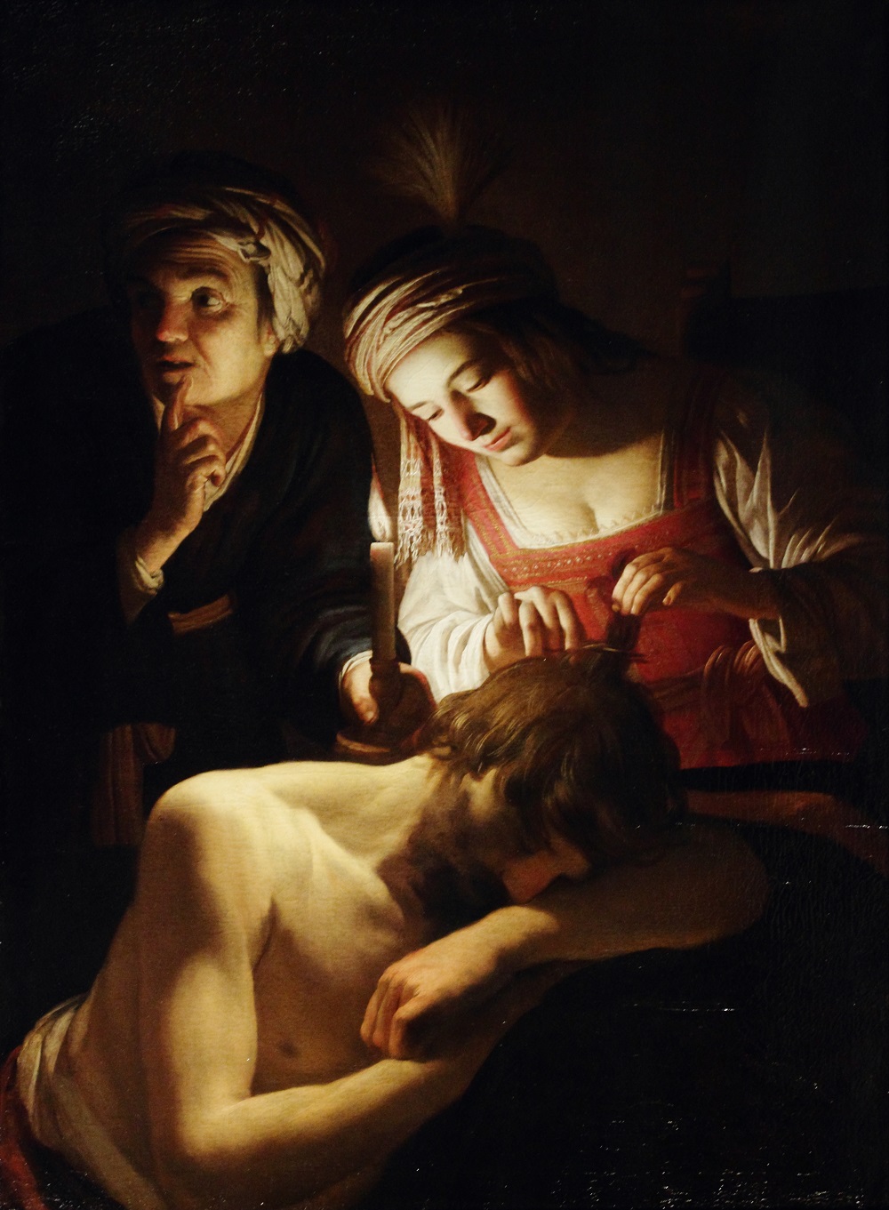 Samson and Delilah, oil on canvas by Gerrit van Hondhorst, 1615 (from the Cleveland Museum of Art collection)