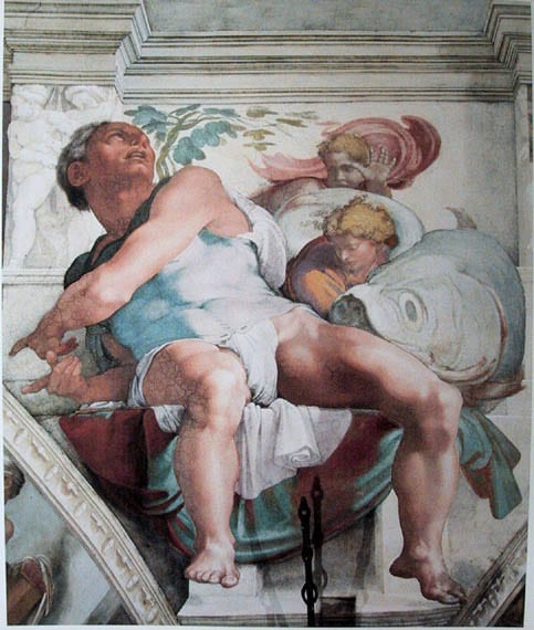 יונה הנביא בציור מעשה ידיו של מיכלאנג'לו. הקפלה הסיסטינית, רומא