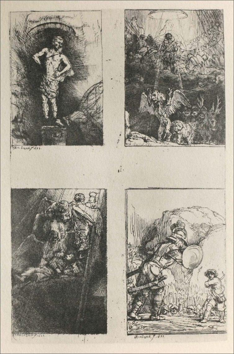 ארבעת האיורים של רמברנדט לספרו "אבן יקרה"