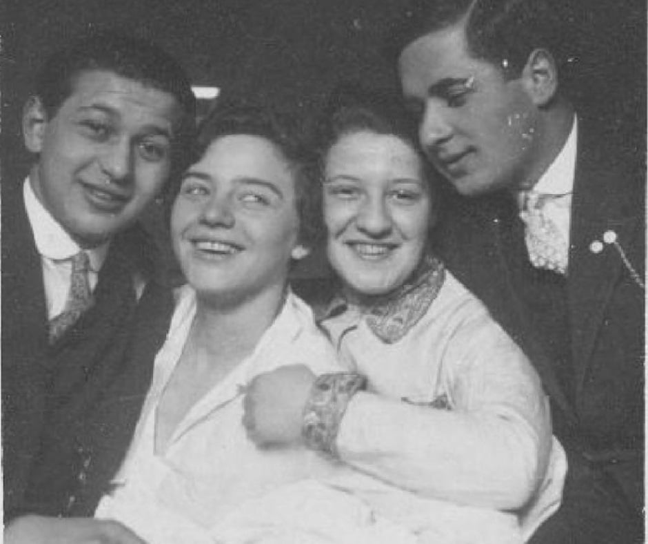 משמאל: פרידריך תורברג, פריצי לוי, הדי ביאננפלד