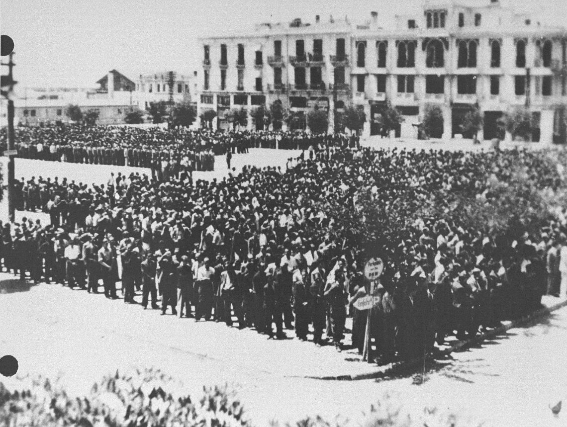 Jews arrested by German troops in Salonika, where diplomat Romero Radigales struggled to save Sephardic Jews as Spaniards.