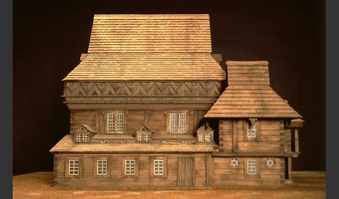 דגם בית הכנסת העשוי עץ של זבלודוב, פולין. אנו – מוזיאון העם היהודי