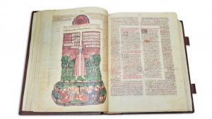 תנ"ך אלבה מקדה, ספרד, 1430-1422 המקור בארמון ליריה, מדריד, ספרד. רפליקה. אנו - מוזיאון העם היהודי